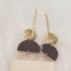 Jewelry - Dark brown wood gold toned metal earrings Jewelry - Dark brown wood gold toned metal earrings